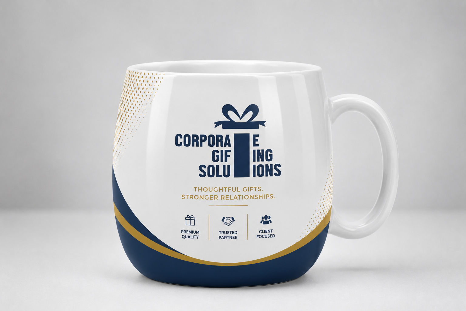 Screen printed ceramic mug with logo